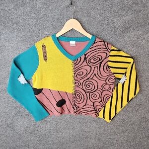 🎃🎄 Disney's The Nightmare Before Christmas Sally Patchwork Crop Sweater 🎃🎄